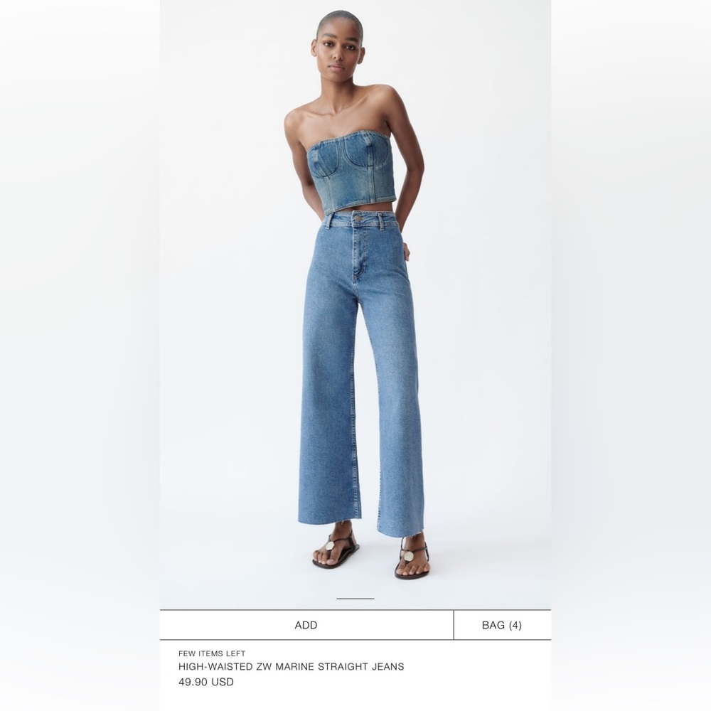 Zara Marine straight high waisted jeans sz 4